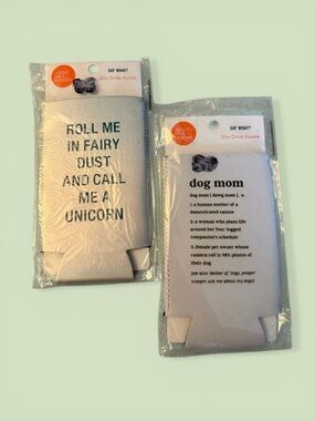 Say What? Slim Drink Koozie Set — Pale silver